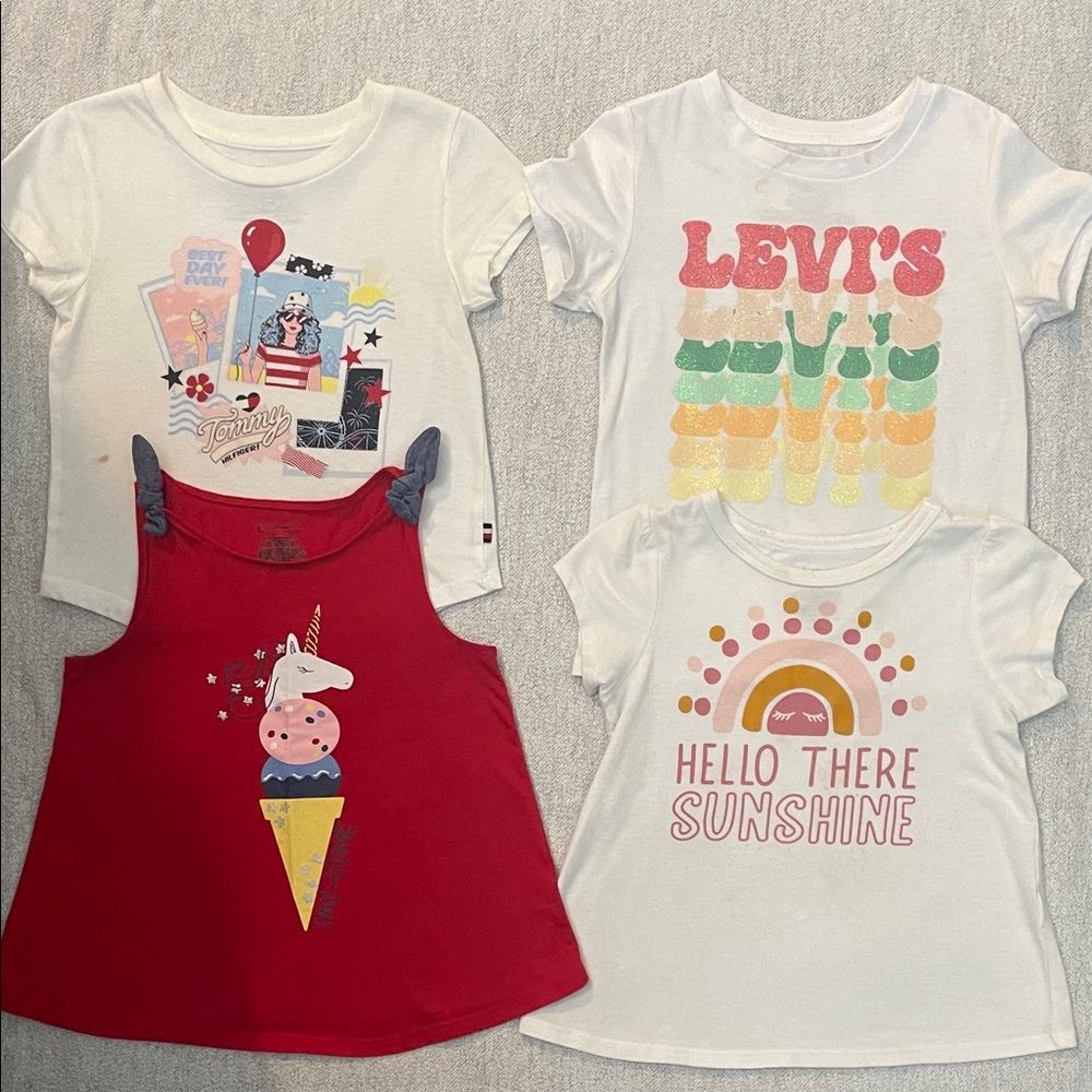 Toddler Girl’s T-Shirt Bundle of Four Levi's, Tommy Hilfiger & First Impressions